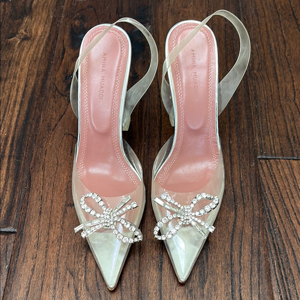 Elegant Clear Heels with Rhinestone Bow